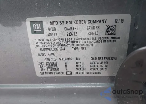 2020 Buick Encore Gx Awd Essence из США, поврежденный, VIN KL4MMGSL0LB076844